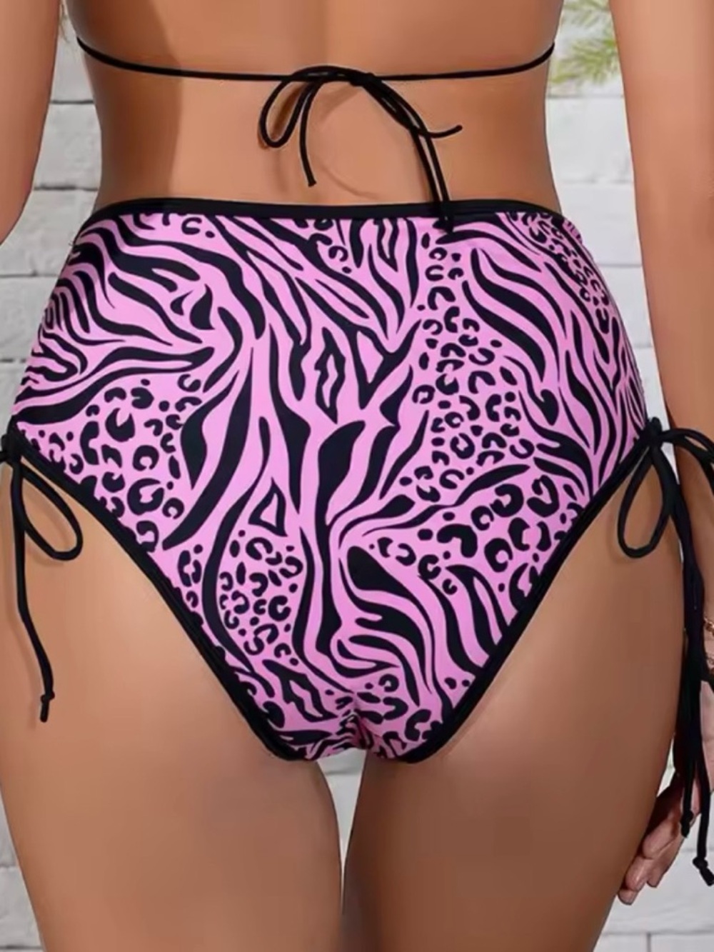 La LiVita Pink Animal Print Period Swimwear High Waisted Bikini Bottom NWT Small